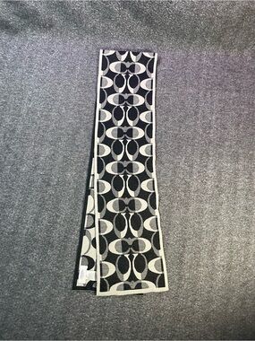 Coach C Knit Scarf One Size Fits All Black/Silver 60” X 7.5” F83834 See Pictures